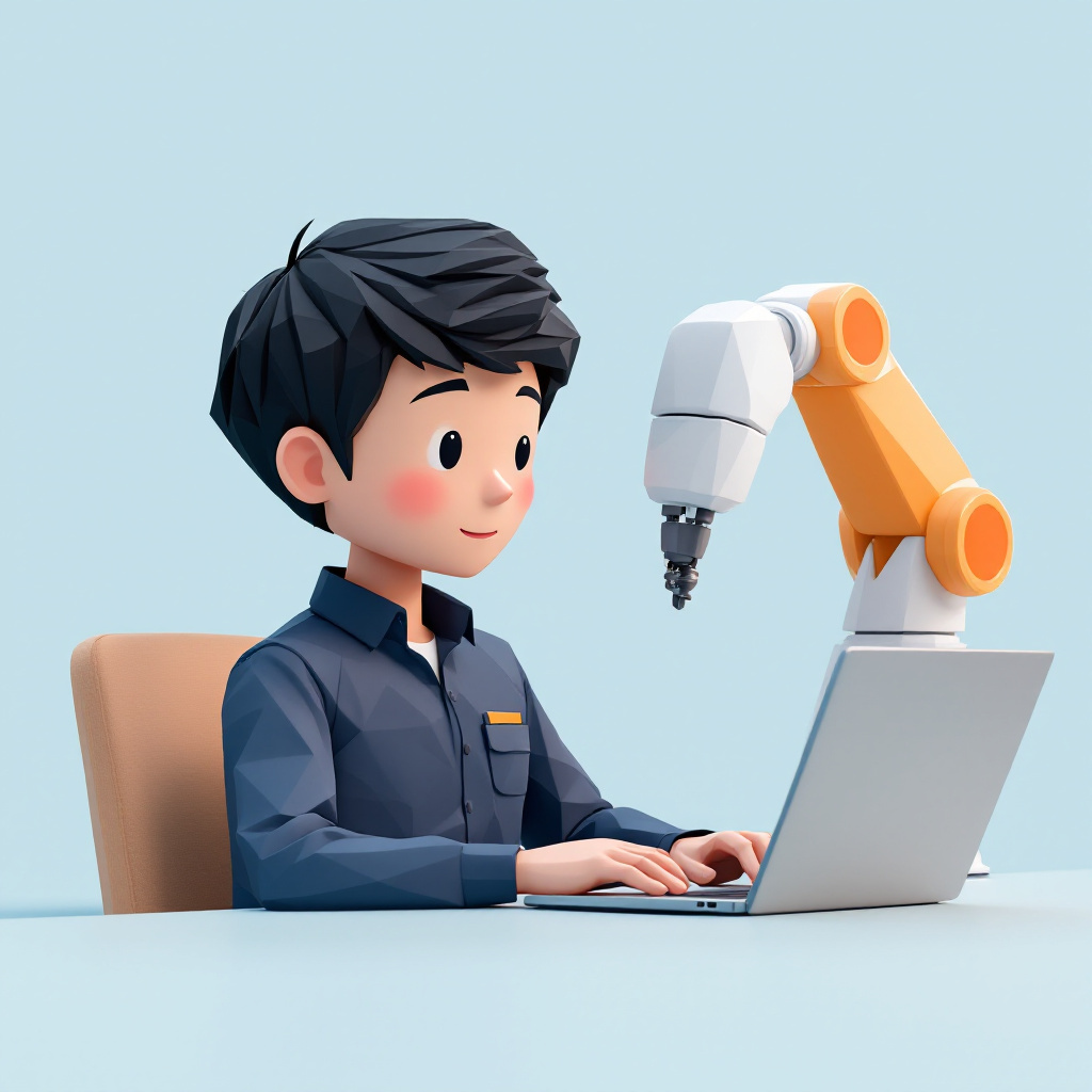 フィジカルAI実装エンジニアのキャラクターイラスト